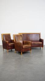 Complete set schapenleren Art Deco bank en 2 fauteuils, Ophalen, Gebruikt, ., .
