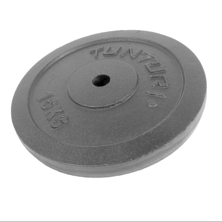 Gietijzer schijf 15kg - 30 mm - Tunturi, Sport en Fitness, Fitnessmaterialen, Nieuw, Halterschijven, Ophalen