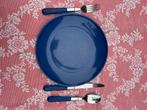 4 blauwe aardewerken borden,, Ophalen of Verzenden, Gebruikt