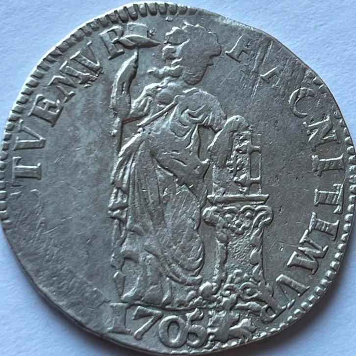 Gelderland zilveren gulden 1705, Postzegels en Munten, Munten | Nederland, Losse munt, 1 gulden, Vóór koninkrijk, Zilver, Ophalen of Verzenden