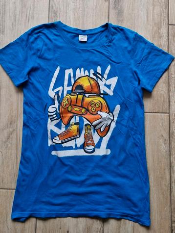 170/176 Turkoois shirt met gave graffiti print beschikbaar voor biedingen
