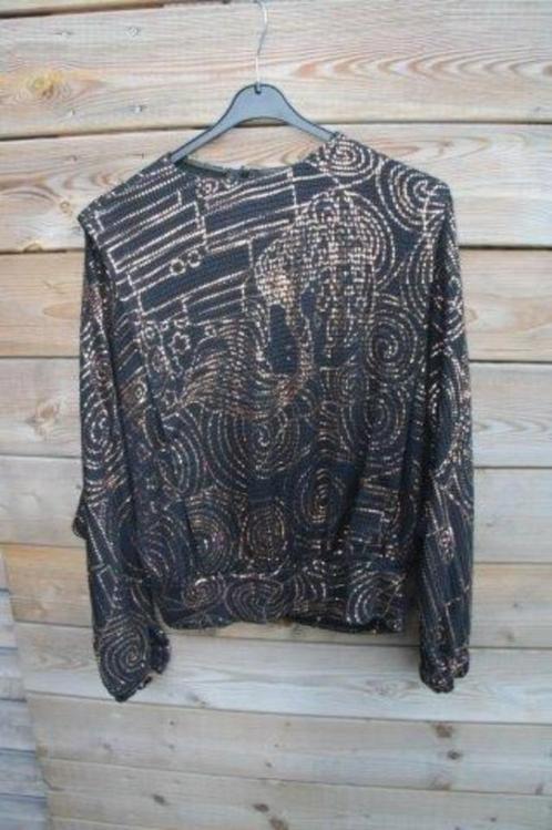Blouson zwart/ brons Fink mt 38 vintage Vaste prijs AANBIEDI, Kleding | Dames, Blouses en Tunieken, Gedragen, Maat 38/40 (M), Zwart
