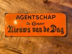Emaille Reclamebord Agentschap De Courant, Ophalen of Verzenden, Reclamebord