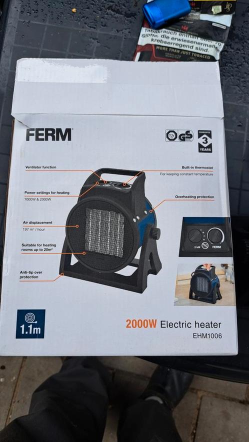 Ferm Elektrische Kachel 2000W - Nieuw in doos, Doe-het-zelf en Verbouw, Verwarming en Radiatoren, Nieuw, Kachel, 800 watt of meer