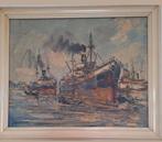 Schilderij: Schepen in de haven, Ophalen of Verzenden