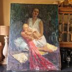 Groot olieverf schilderij portret antiek brocante bois dore, Antiek en Kunst, Ophalen