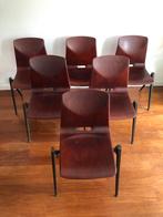 Set of partij Galvanitas S22 retro design school stoelen, Ophalen, Galvanitas, Bruin, Retro vintage dutch design