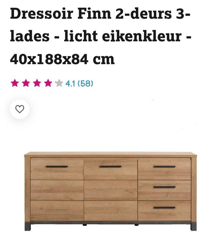 Dressoir Finn (Leen Bakker) ZGAN, Huis en Inrichting, Kasten | Ladekasten, Zo goed als nieuw, Minder dan 100 cm, 25 tot 50 cm