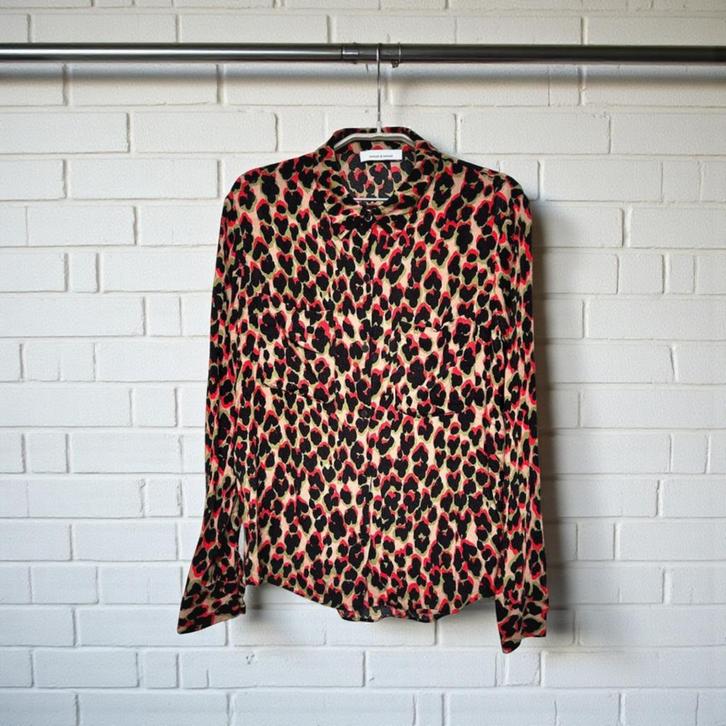 Samsøe Samsøe Blouse Maat M Beige Panterprint Milly, Kleding | Dames, Blouses en Tunieken, Zo goed als nieuw, Maat 38/40 (M), Bruin