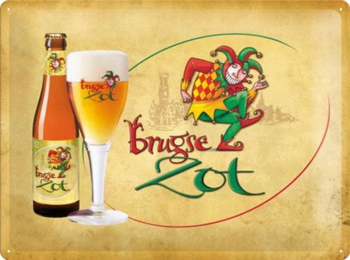 Brugse Zot bier relief reclamebord van metaal wandbord, Verzamelen, Biermerken, Nieuw, Reclamebord, Plaat of Schild, Overige merken