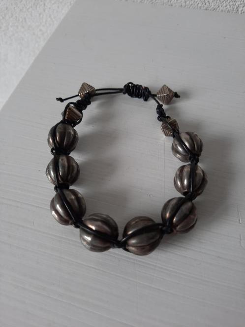 Vintage oud zilver look Kralenarmband verstelbaar, Sieraden, Tassen en Uiterlijk, Armbanden, Gebruikt, Overige materialen, Zilver