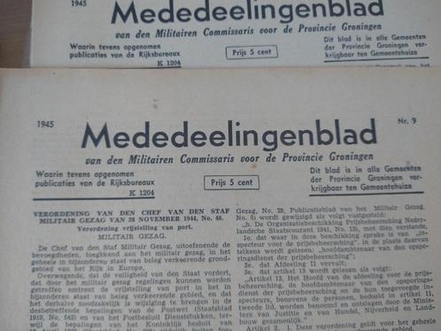 Mededeelingenblad van den Militairen Commissaris 1945, Boeken, Oorlog en Militair, Gelezen, Ophalen of Verzenden