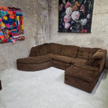 70's vintage modulaire hoekbank elementenbank ribstof bank beschikbaar voor biedingen