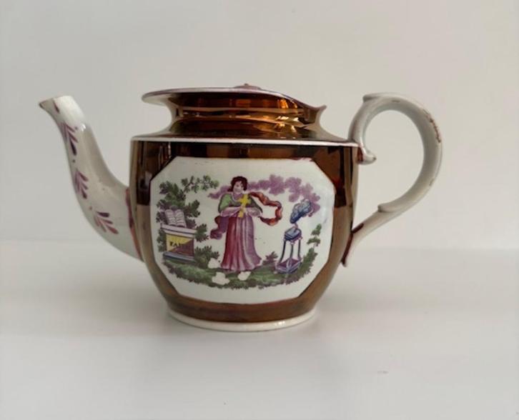 2 antieke kraag theepotten (Sunderland Charity Jug 1830), Antiek en Kunst, Antiek | Porselein, Ophalen of Verzenden