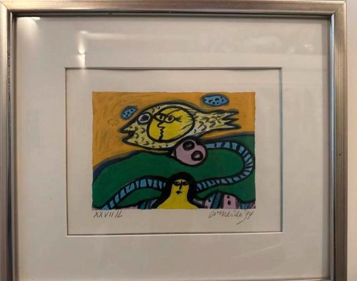 Corneille Zeefdruk 1994 -Gelimiteerd vrouw, gele vogel cobra, Antiek en Kunst, Kunst | Etsen en Gravures, Ophalen of Verzenden