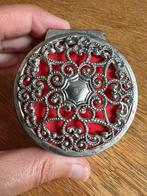 Zilverkleurig Japans sieradendoosje met rood fluweel, Antiek en Kunst, Ophalen of Verzenden