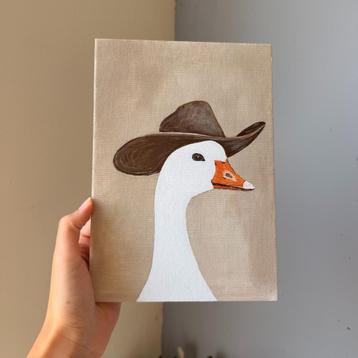 Funny Cowboy Duck Painting beschikbaar voor biedingen
