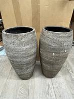 Setje van 2 bloempotten 41cm hoog 20cm breed, Gebruikt, Rond, Minder dan 25 cm, Aardewerk