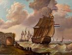 Schilderij schepen op zee. Alfonso Moreno., Ophalen of Verzenden