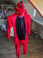 Onesie/verkleedpak rode draak + sloffen (maat 110), Kinderen en Baby's, Carnavalskleding en Verkleedspullen, Ophalen of Verzenden