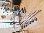 squatrek bankje halterstangen en 95kg gewichten, Sport en Fitness, Ophalen, Zo goed als nieuw, Fitnessbank
