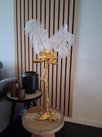 Gouden tafellamp met struisvogelveren, Ophalen of Verzenden, Nieuw, Minder dan 50 cm
