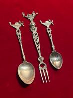 Antieke lepeltjes en vorkje Venetië 800 zilver, Antiek en Kunst, Antiek | Goud en Zilver, Ophalen of Verzenden, Zilver