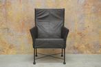 ZGANieuw! bruine leren Montis Charly design fauteuil!, 75 tot 100 cm, Minder dan 75 cm, Design, Metaal