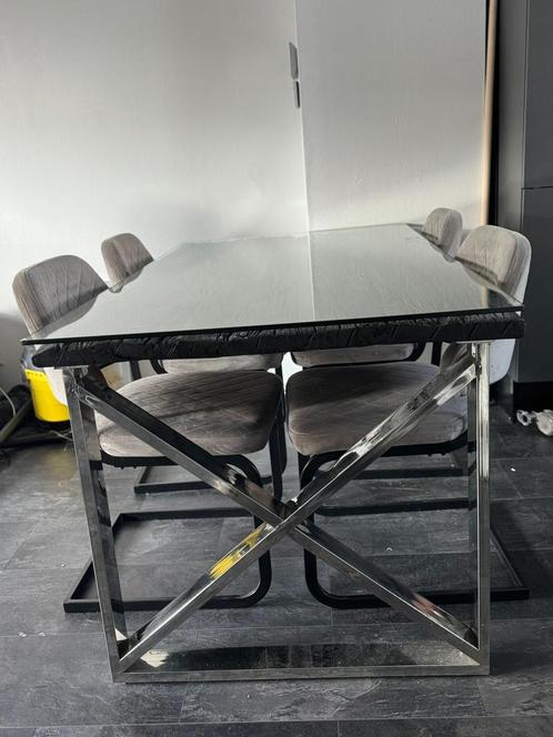 Eettafel met stoelen, Huis en Inrichting, Tafels | Eettafels, Gebruikt, 50 tot 100 cm, 150 tot 200 cm, Vier personen, Rechthoekig