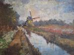 Molen in gekleurd landschap, Antiek en Kunst, Ophalen of Verzenden