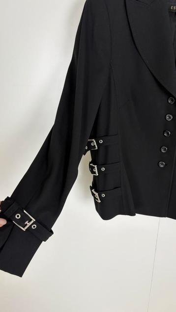 Vintage blazer Escada zwart wol colbert met gespen riempjes beschikbaar voor biedingen