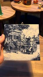 Delfts blauw wandtegel paard en wagen, Antiek en Kunst, Ophalen