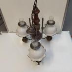 Retro Hanglamp met 3 glazen kapjes, Ophalen of Verzenden, Gebruikt, Glas, Minder dan 50 cm
