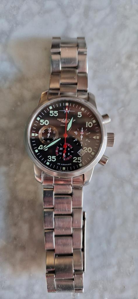 Zeldzame Poljot Berkut 31681, Sieraden, Tassen en Uiterlijk, Horloges | Heren, Gebruikt, Polshorloge, Overige merken, Staal, Staal