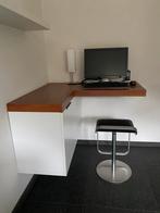 Computermeubel met werkplek in hoekopstelling wit rvs noten, Huis en Inrichting, 70 tot 120 cm, 40 tot 80 cm, Gebruikt, Metaal