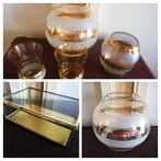 Vintage vazen glaasjes glasbox goudkleur regency, Verzamelen, Retro, Ophalen of Verzenden, Huis en Inrichting