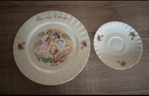 Brocante mijn eerste Communie servies/ bord en schotel, Kinderen en Baby's, Overige Kinderen en Baby's, Zo goed als nieuw, Ophalen of Verzenden