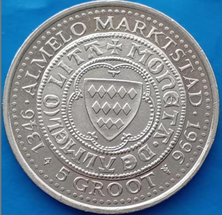 Herdenkingsmunt Almelo 650 jaar marktstad, Postzegels en Munten, Penningen en Medailles, Overige materialen, Nederland, Ophalen of Verzenden