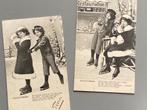 2 vroege ansichtkaarten over schaatsen auf der Eisbahn 1904, Verzamelen, Ophalen of Verzenden, Voor 1920, Gelopen, Sport en Spel