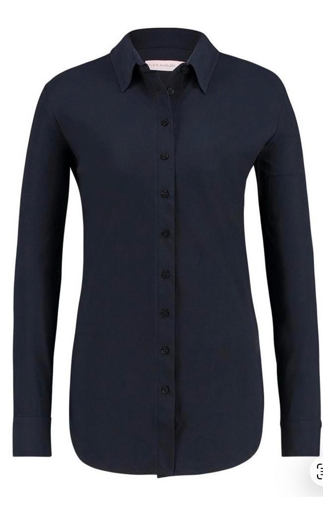 Studio anneloes poppy blouse L zwart travelstof, Kleding | Dames, Blouses en Tunieken, Zo goed als nieuw, Maat 42/44 (L), Zwart