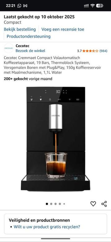  Cecotec Cremmaet Compact koffiemachine - Nieuw in Doos! beschikbaar voor biedingen