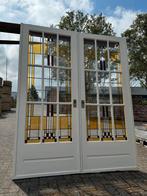 Set schuif / en-suite deuren met glas in lood 215x176cm., Antiek en Kunst, Curiosa en Brocante, Ophalen