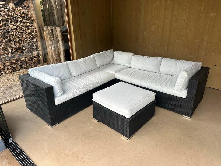 Wicker Tuinset met Kussens, Tuin en Terras, Tuinsets en Loungesets, Gebruikt, Tuinset, Wicker, 4 zitplaatsen, Bank, Ophalen