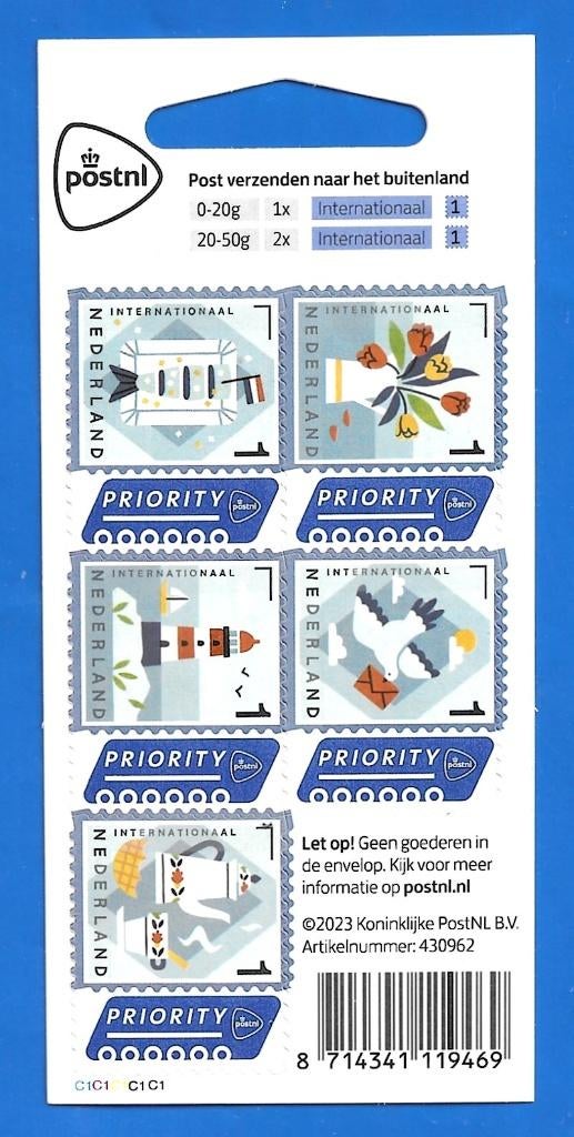 Echt Hollands 5 x Internationaal 1 ( postzegelvel), Postzegels en Munten, Postzegels | Nederland, Verzenden, Na 1940, Postfris