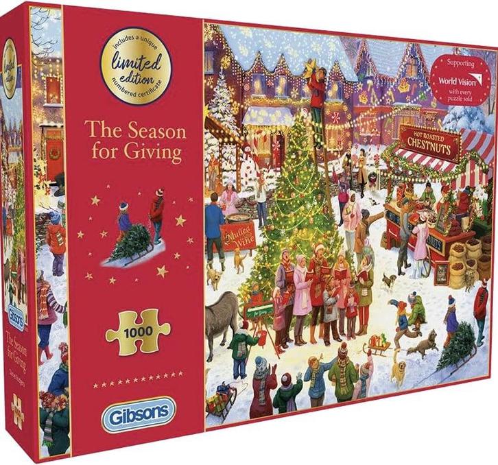 Gibsons-The Seasons of Giving -1000 st. LIMITED EDITION 2025, Hobby en Vrije tijd, Denksport en Puzzels, Nieuw, Legpuzzel, 500 t/m 1500 stukjes