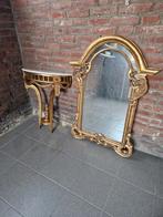 Gouden Spiegel met Console Tafel, Antiek en Kunst, Ophalen, Overige vormen, 100 tot 150 cm, 100 tot 150 cm