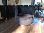 Fauteuil rond zwart velvet velours gouden rand, Huis en Inrichting, Fauteuils, Ophalen, Zo goed als nieuw, 50 tot 75 cm