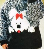 Hondje met strik trui breipatroon, Hobby en Vrije tijd, Breien en Haken, Ophalen of Verzenden, Zo goed als nieuw, Breien, Patroon of Boek