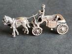 Zilveren miniatuur koets met paarden ,koetsier en dame, Antiek en Kunst, Ophalen of Verzenden