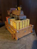 Vintage Houten Speelgoed Trein met Blokkenwagen, Ophalen of Verzenden
